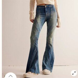 Free People We The Free Mermaid Mid-Rise Flare Jeans Low Tide
